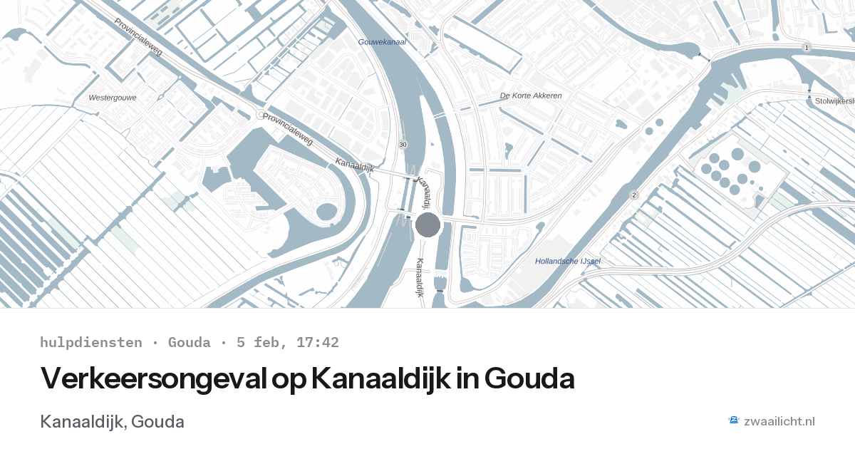 Verkeersongeval op Kanaaldijk in Gouda — 5 feb 2026