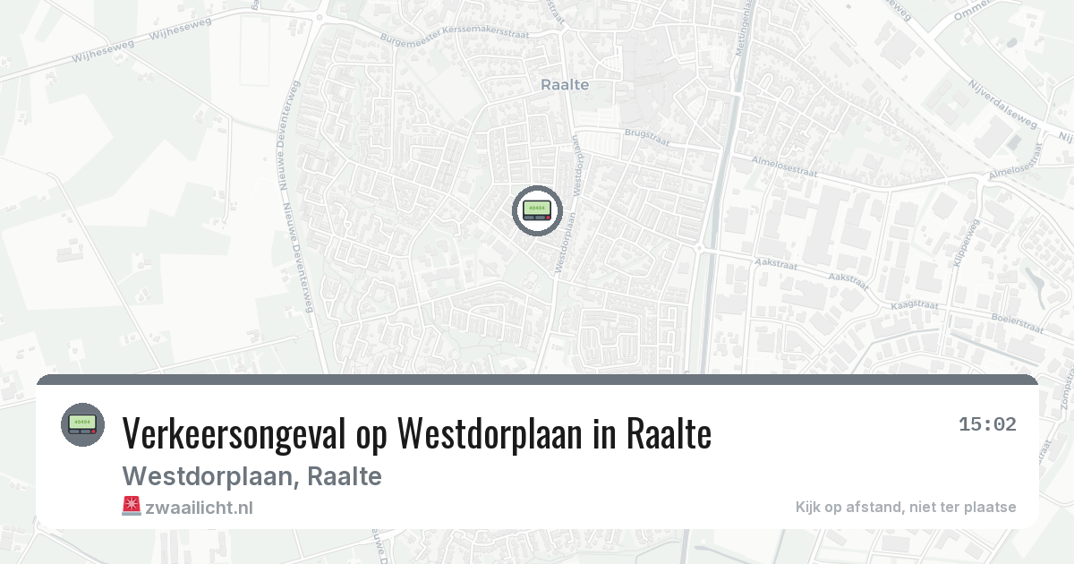 Verkeersongeval op Westdorplaan in Raalte — 9 aug 2026