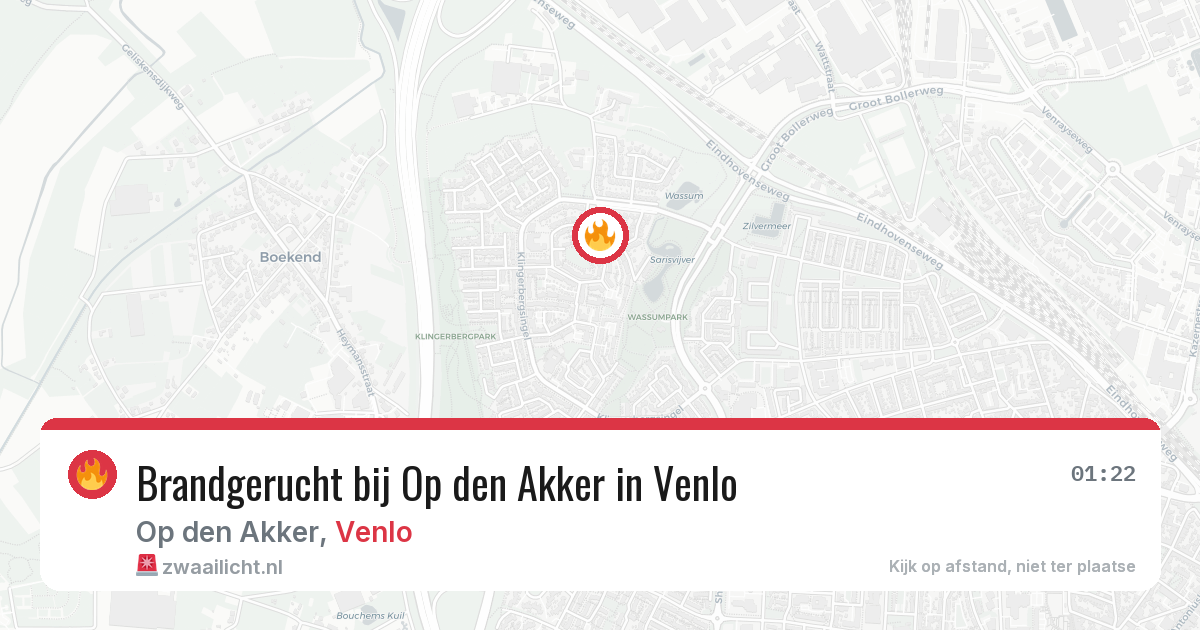 Brandgerucht bij Op den Akker in Venlo — 26 jun 2026