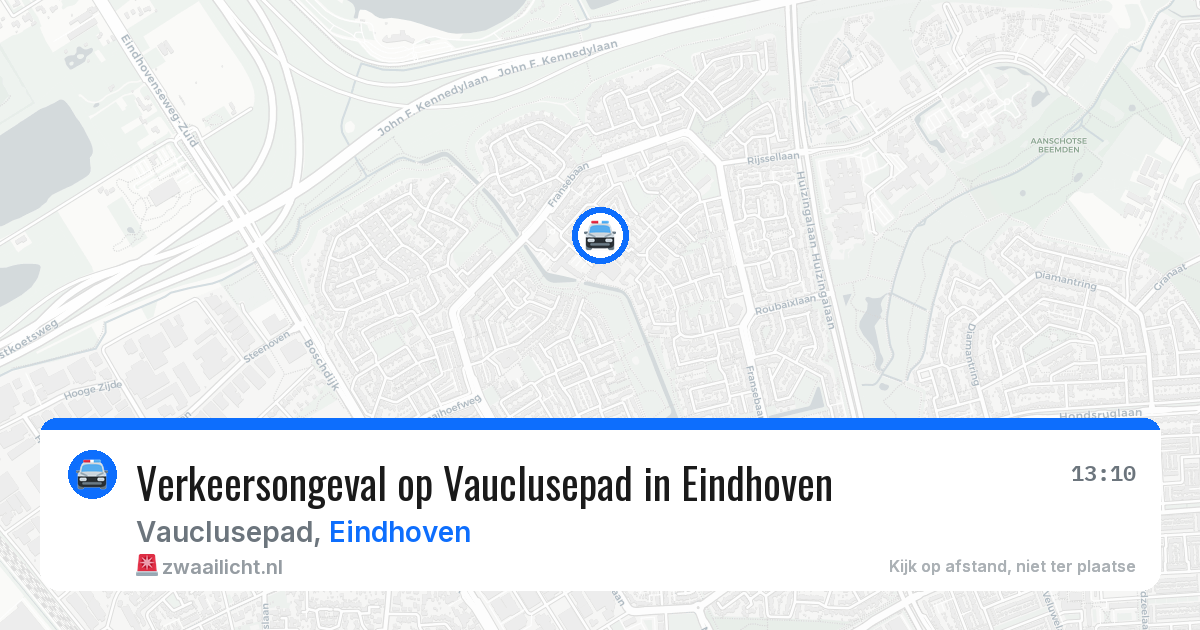 Verkeersongeval op Vauclusepad in Eindhoven — 28 jul 2026