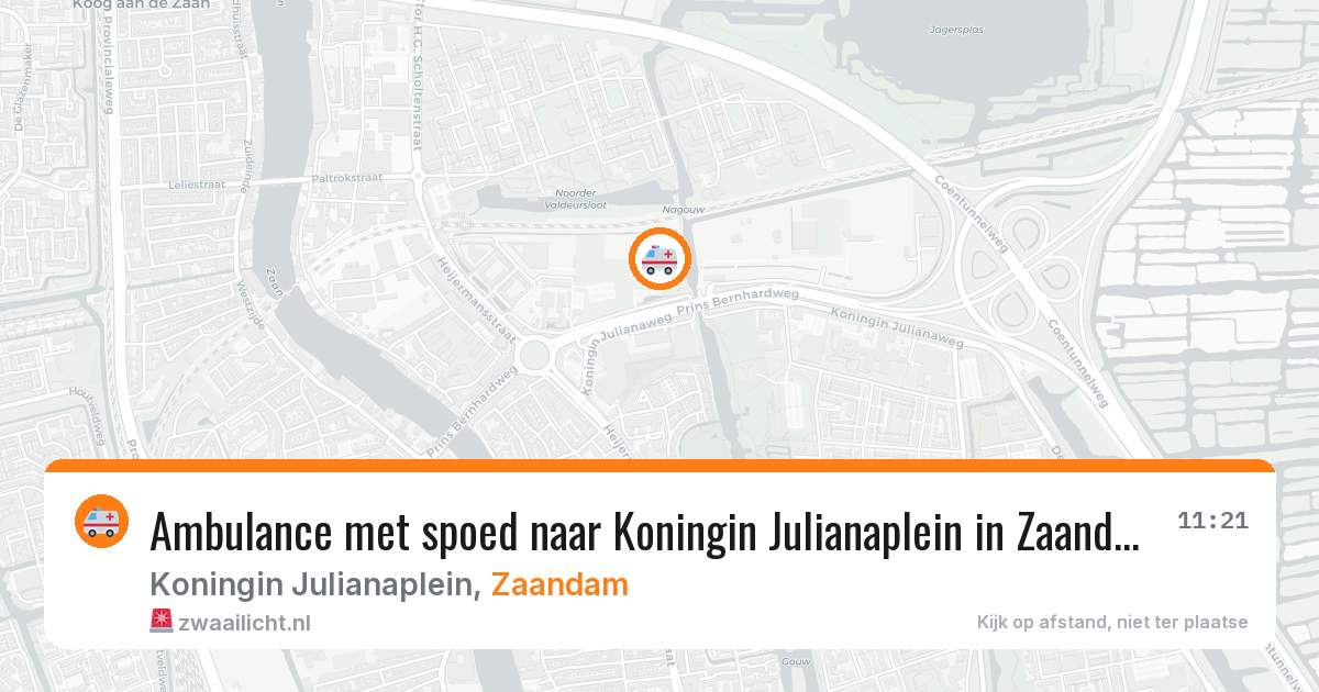 Ambulance met spoed naar Koningin Julianaplein in Zaandam — 12 aug 2026