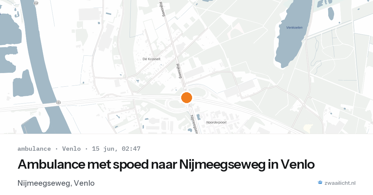 Ambulance met spoed naar Nijmeegseweg in Venlo — 15 jun 2026