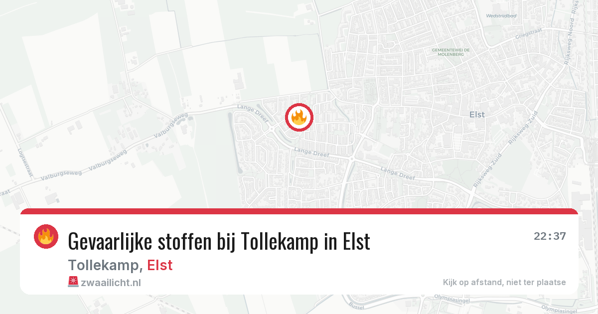 Gevaarlijke stoffen bij Tollekamp in Elst — 14 mei 2026