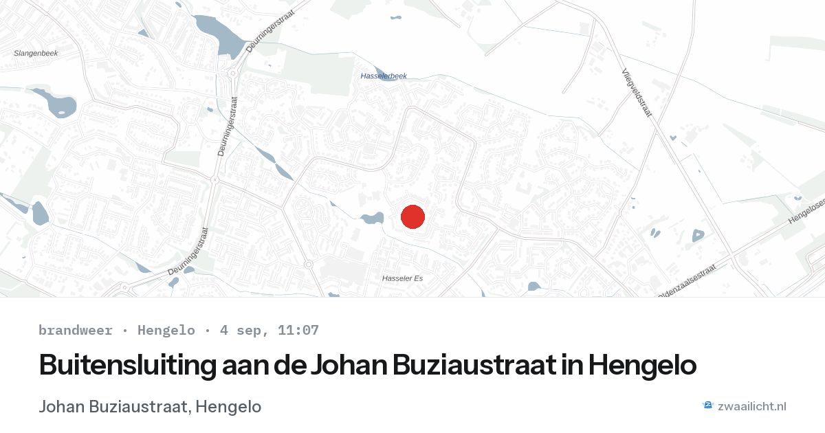 Buitensluiting aan de Johan Buziaustraat in Hengelo — 4 sep 2026