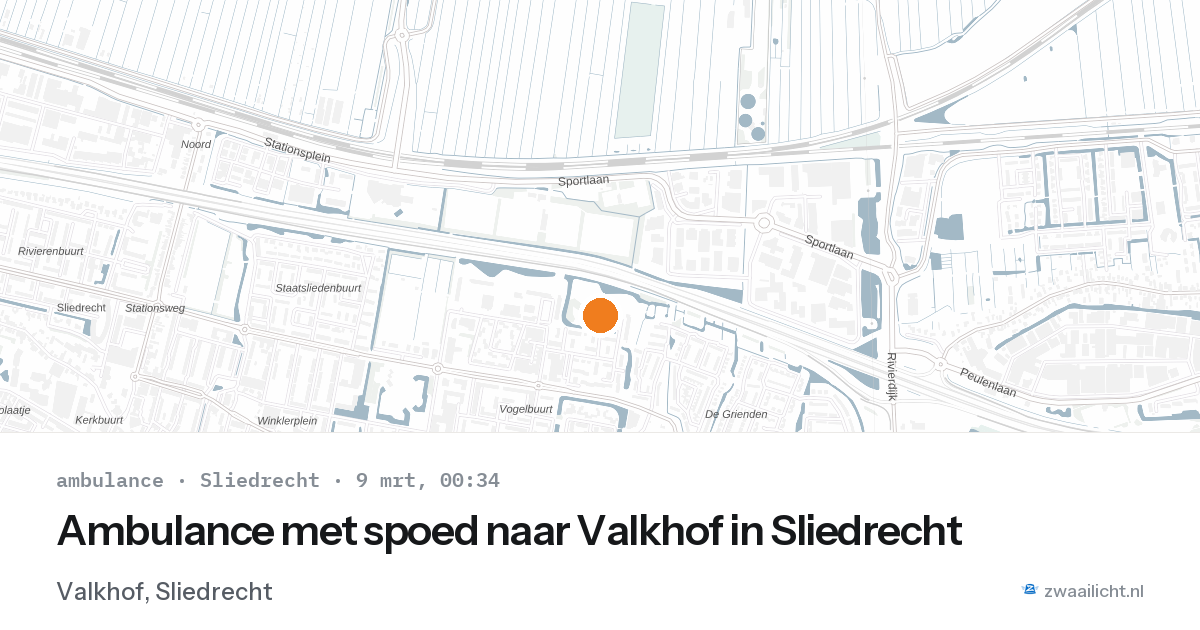 Ambulance met spoed naar Valkhof in Sliedrecht — 8 mrt 2026