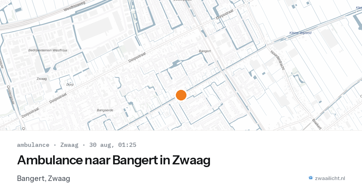 Ambulance naar Bangert in Zwaag — 29 aug 2026