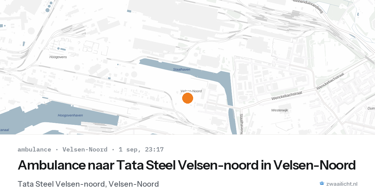 Ambulance naar Tata Steel Velsen-noord in Velsen-Noord — 1 sep 2026