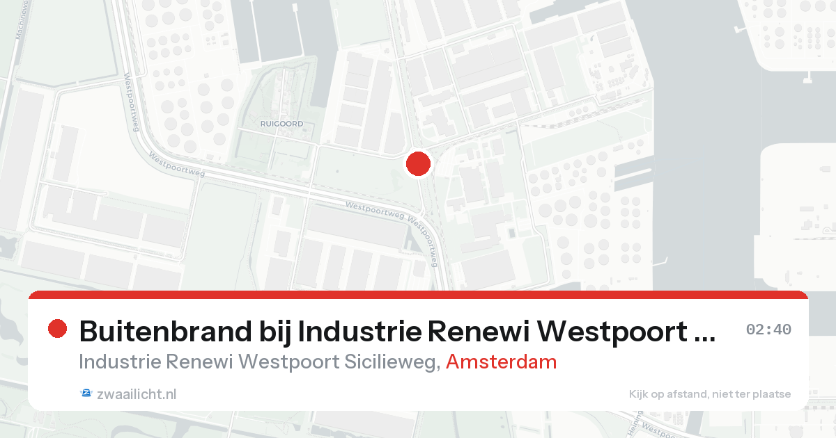 Buitenbrand bij Industrie Renewi Westpoort Sicilieweg in Amsterdam — 24 mei 2026