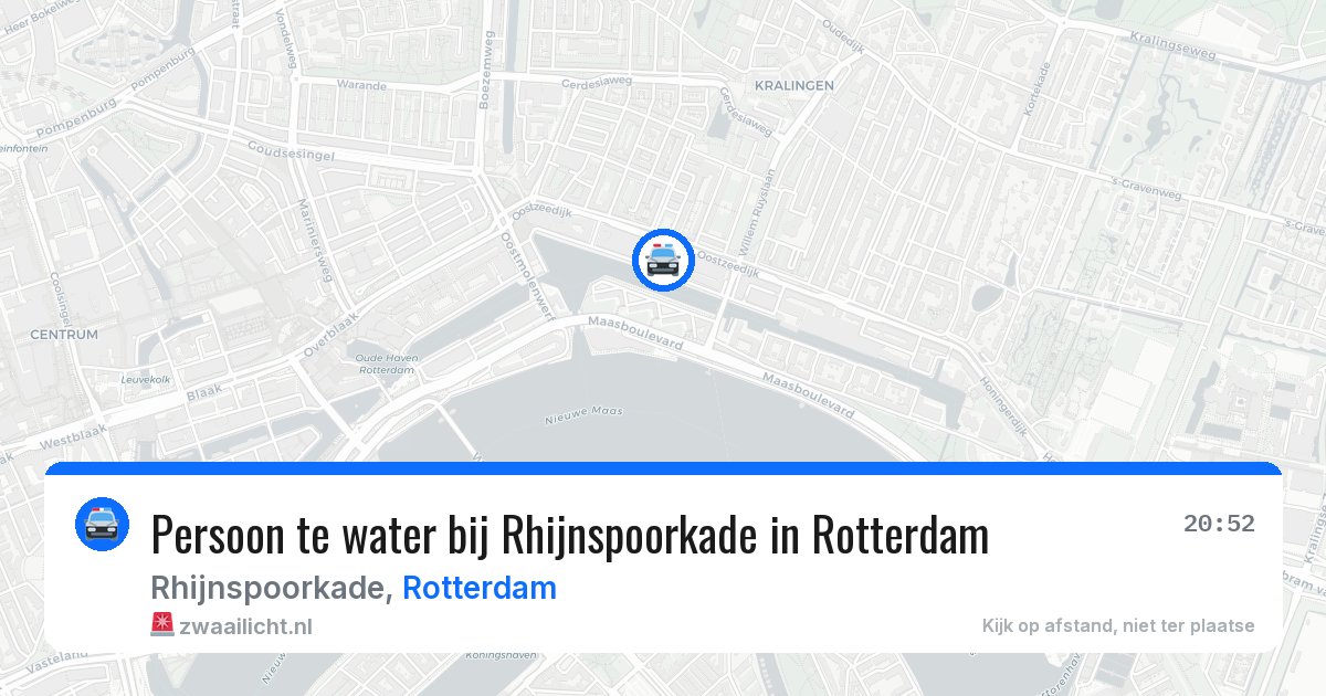 Persoon te water bij Rhijnspoorkade in Rotterdam — 2 jul 2026