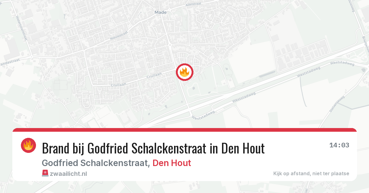 Brand bij Godfried Schalckenstraat in Den Hout — 17 mrt 2026