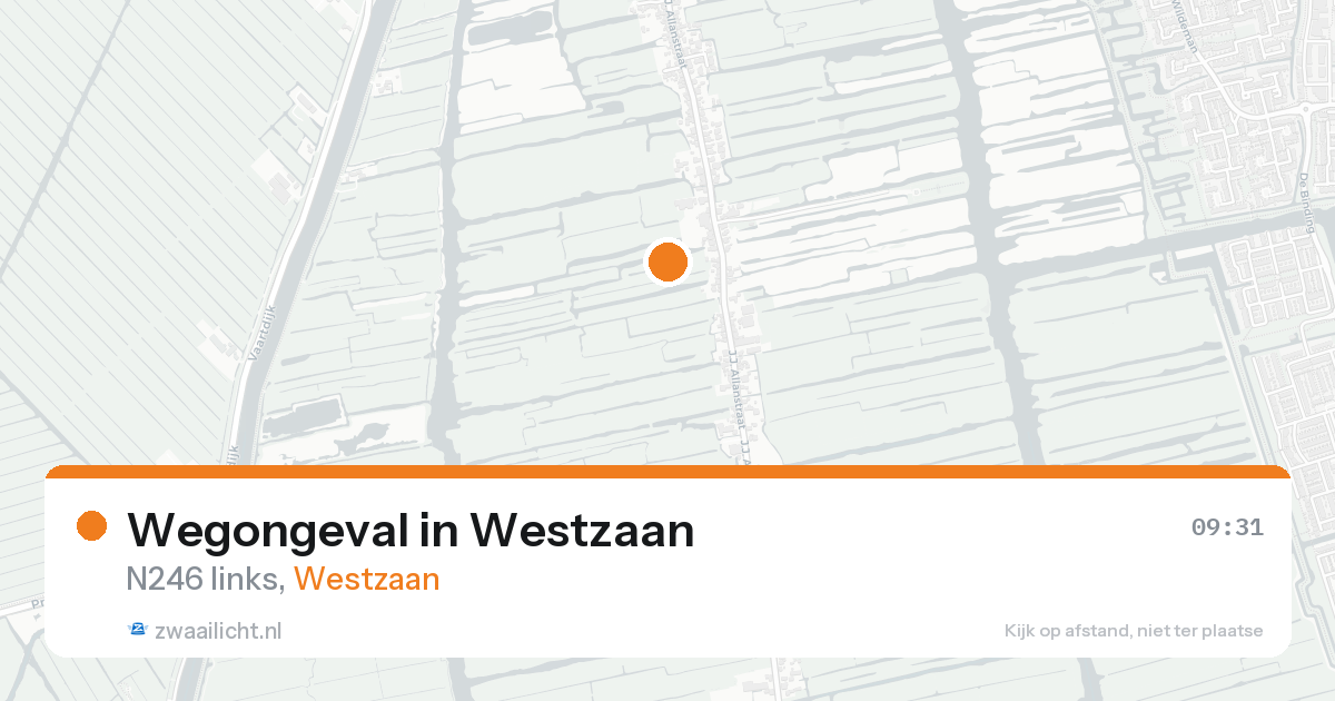 Wegongeval in Westzaan — 20 aug 2026
