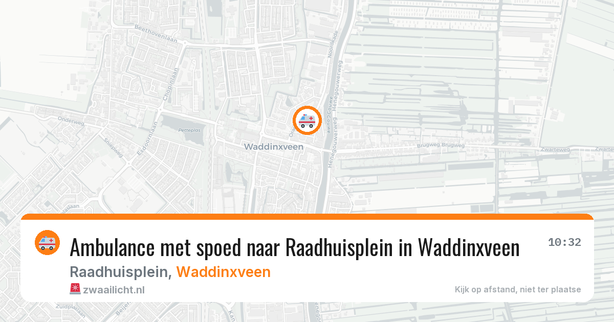 Ambulance met spoed naar Raadhuisplein in Waddinxveen — 9 aug 2026