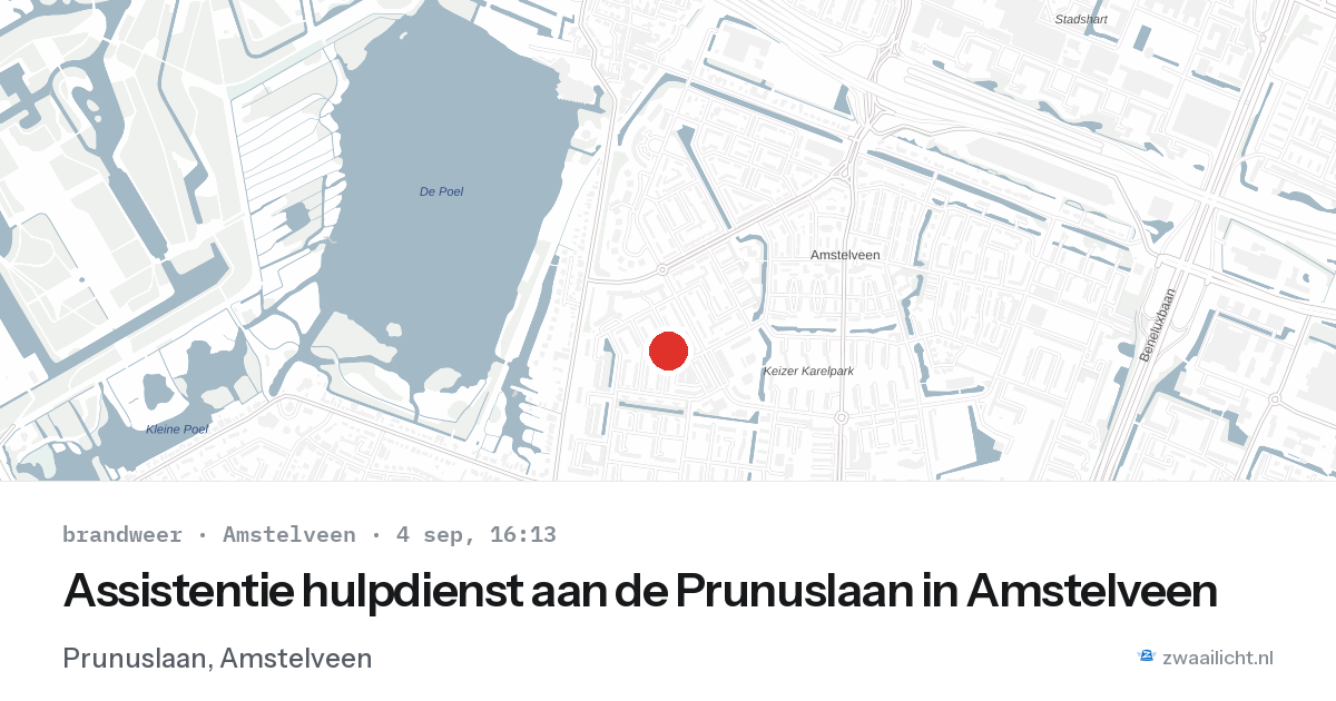 Assistentie hulpdienst aan de Prunuslaan in Amstelveen — 4 sep 2026
