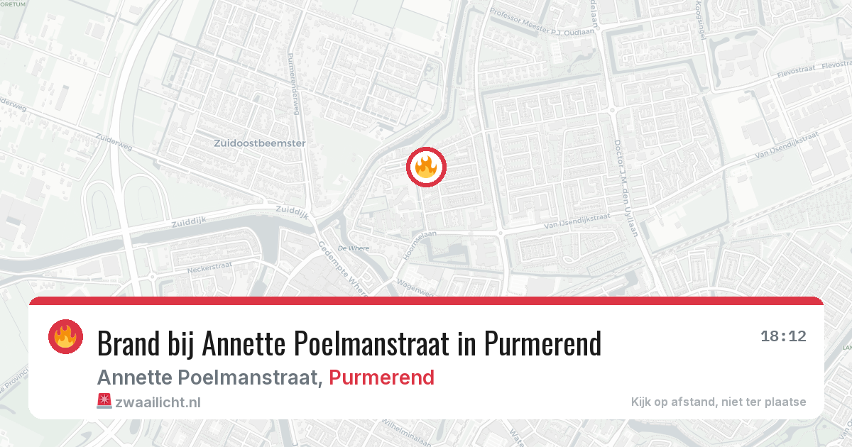 Brand bij Annette Poelmanstraat in Purmerend — 18 mrt 2026