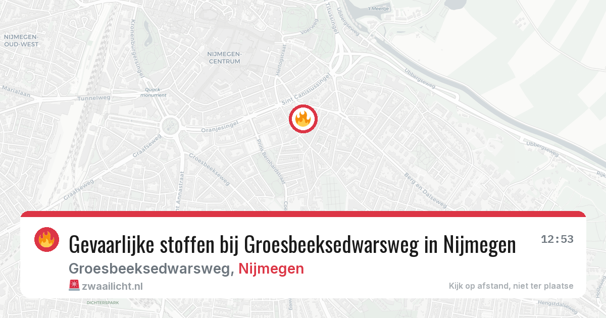 Gevaarlijke stoffen bij Groesbeeksedwarsweg in Nijmegen — 8 jul 2026