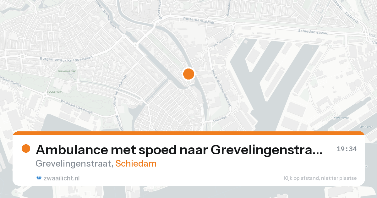 Ambulance met spoed naar Grevelingenstraat in Schiedam — 20 aug 2026