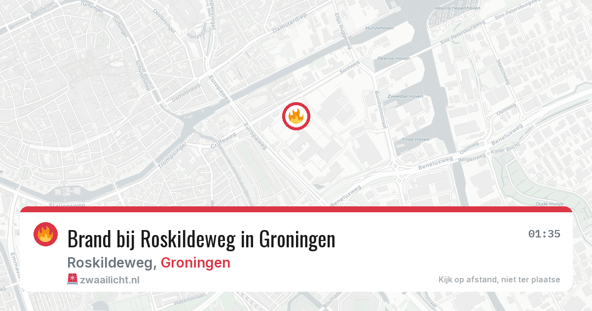 Brand bij Roskildeweg in Groningen — 9 aug 2026