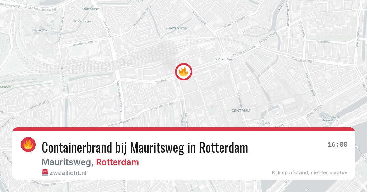 Containerbrand bij Mauritsweg in Rotterdam — 23 mei 2026