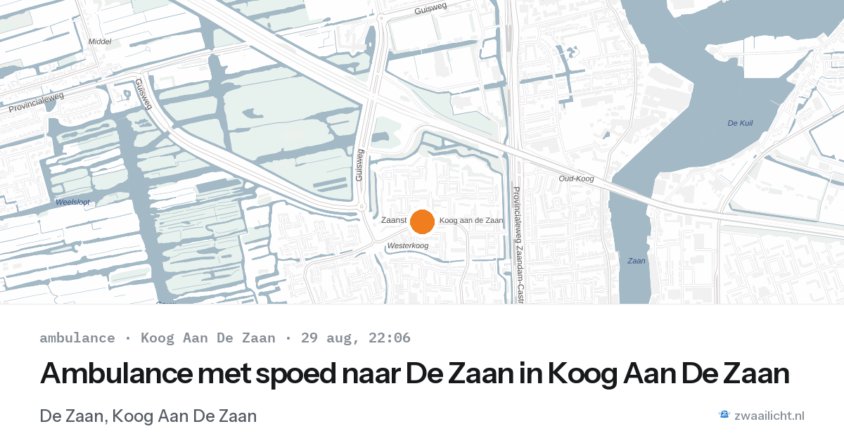 Ambulance met spoed naar De Zaan in Koog Aan De Zaan — 29 aug 2026