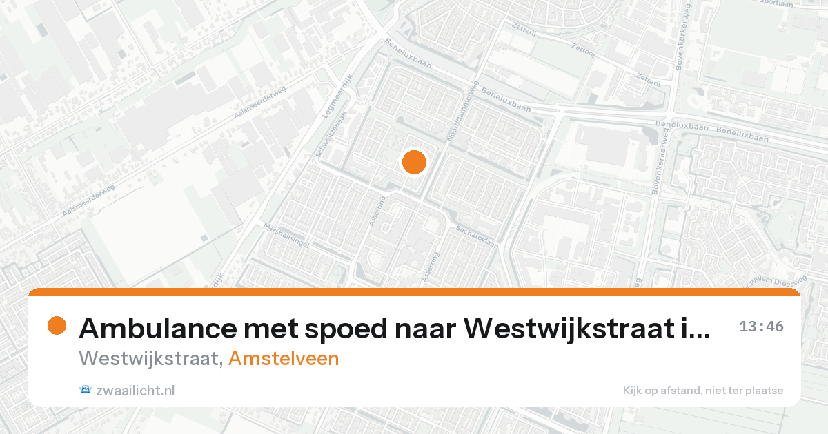 Ambulance met spoed naar Westwijkstraat in Amstelveen — 25 aug 2026