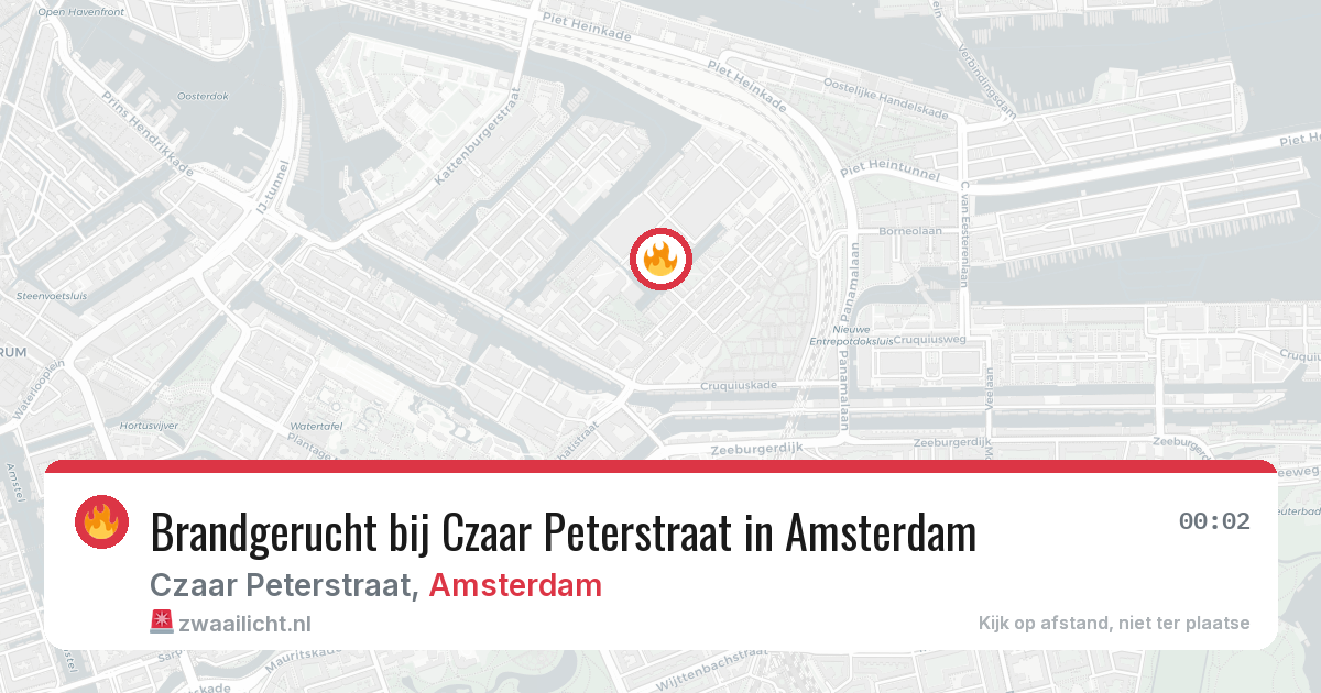 Brandgerucht bij Czaar Peterstraat in Amsterdam — 6 aug 2026