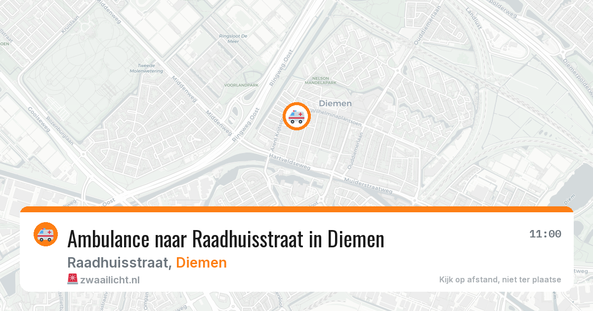 Ambulance naar Raadhuisstraat in Diemen — 16 jun 2026