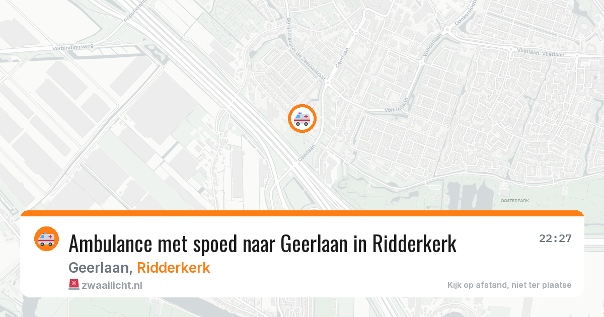 Ambulance met spoed naar Geerlaan in Ridderkerk — 13 aug 2026