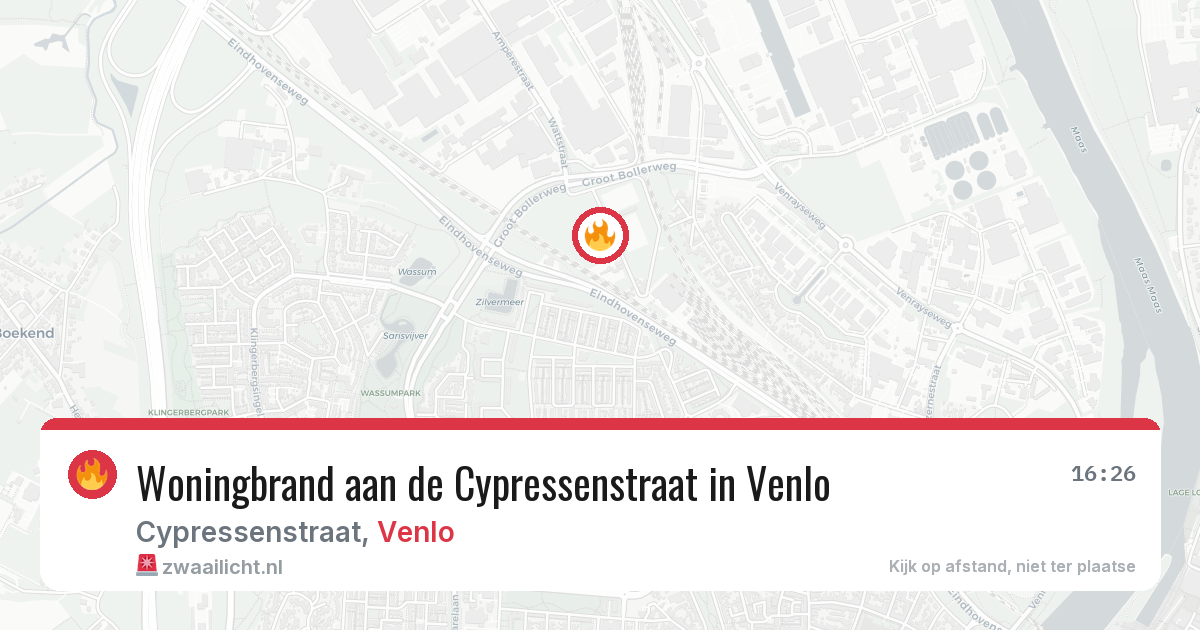 Woningbrand aan de Cypressenstraat in Venlo — 6 apr 2026