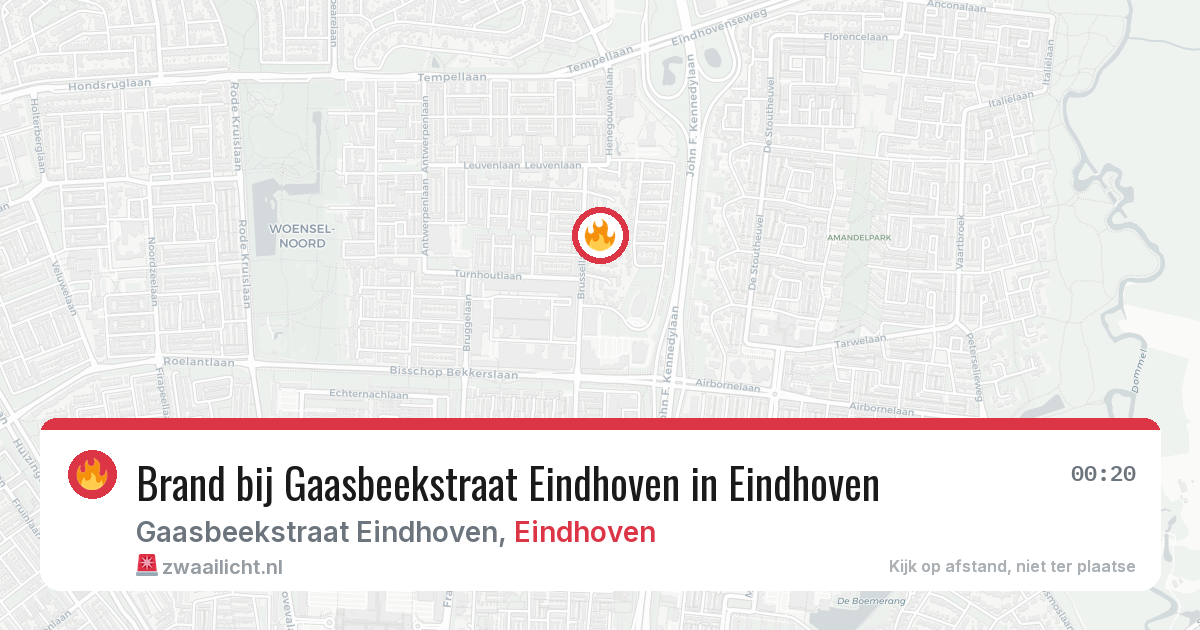 Brand bij Gaasbeekstraat Eindhoven in Eindhoven — 14 aug 2026