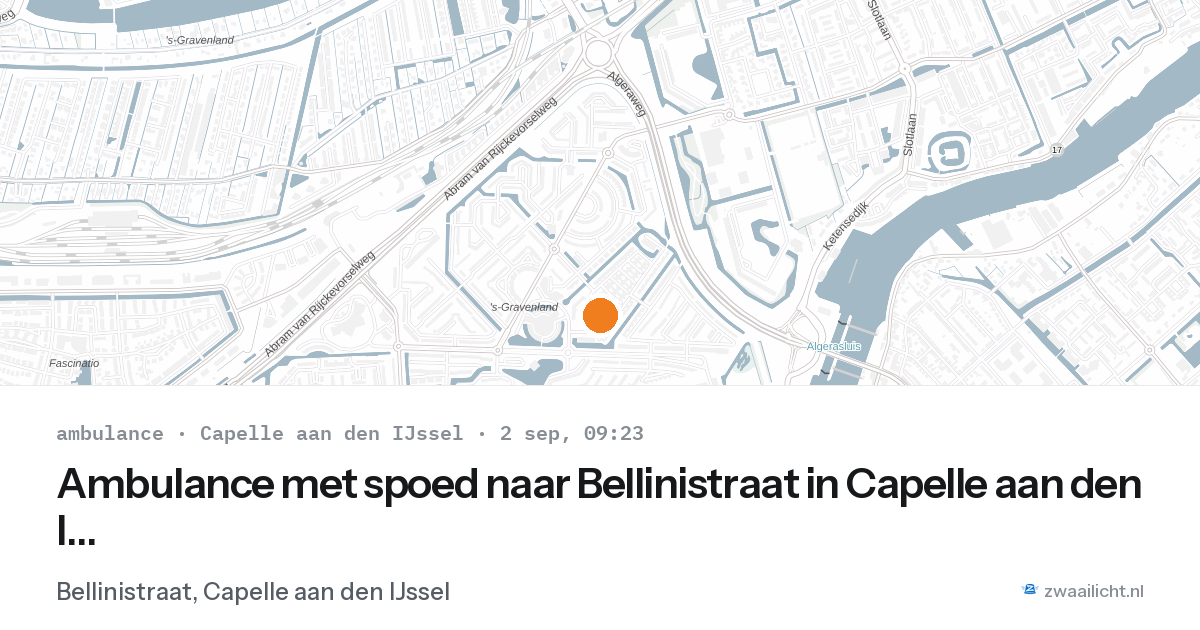 Ambulance met spoed naar Bellinistraat in Capelle aan den IJssel — 2 sep 2026