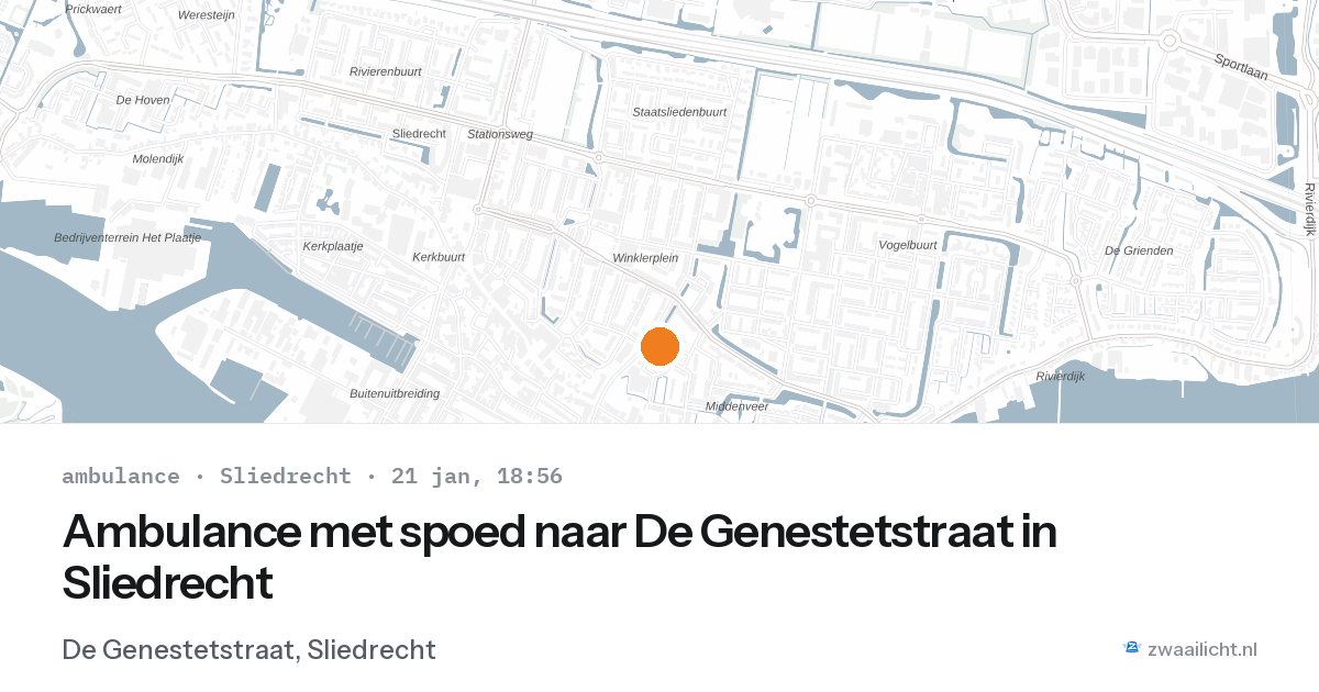 Ambulance met spoed naar De Genestetstraat in Sliedrecht — 21 jan 2026