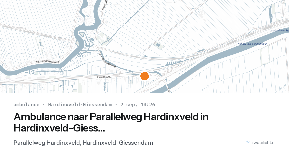 Ambulance naar Parallelweg Hardinxveld in Hardinxveld-Giessendam — 2 sep 2026