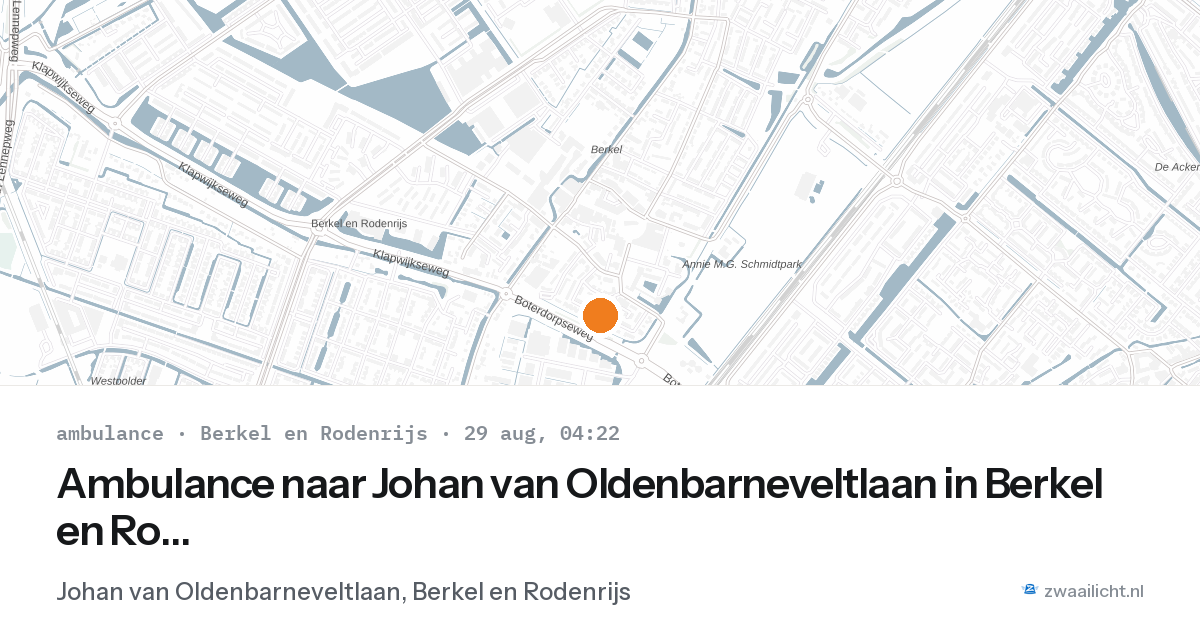Ambulance naar Johan van Oldenbarneveltlaan in Berkel en Rodenrijs — 29 aug 2026