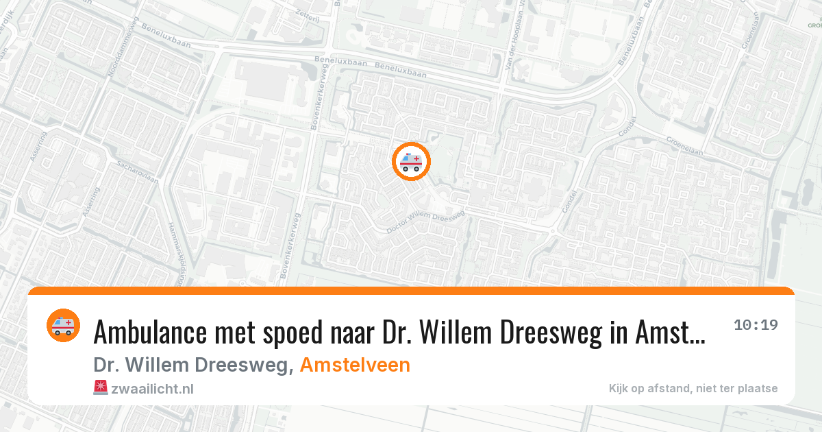 Ambulance met spoed naar Dr. Willem Dreesweg in Amstelveen — 13 aug 2026