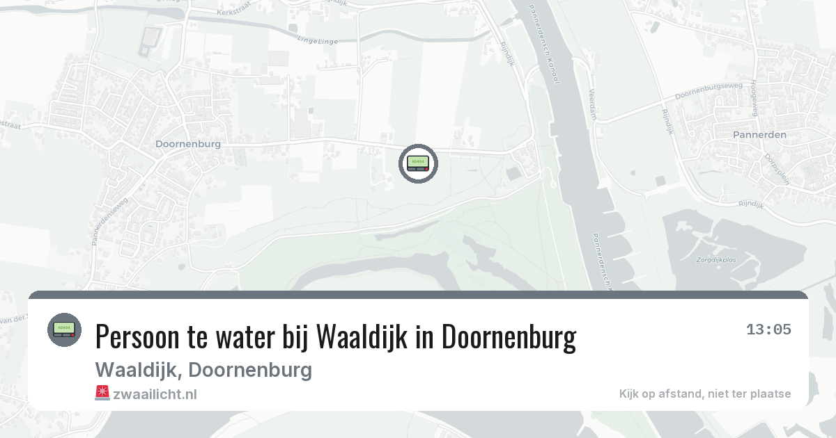 Persoon te water bij Waaldijk in Doornenburg — 7 apr 2026