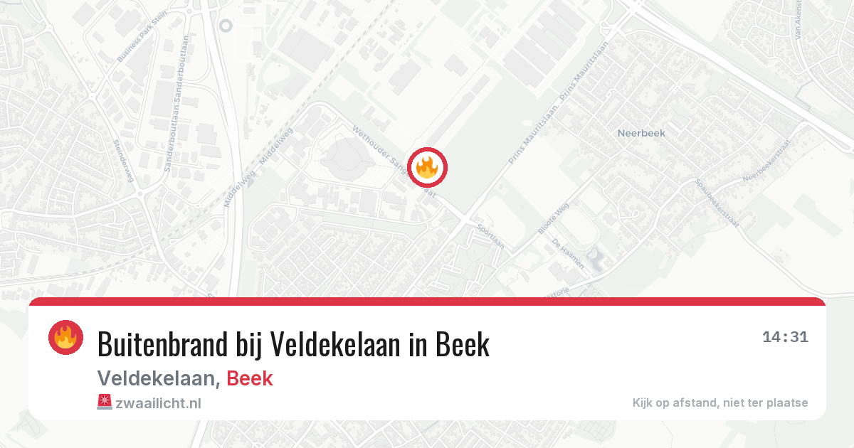 Buitenbrand bij Veldekelaan in Beek — 29 mrt 2026