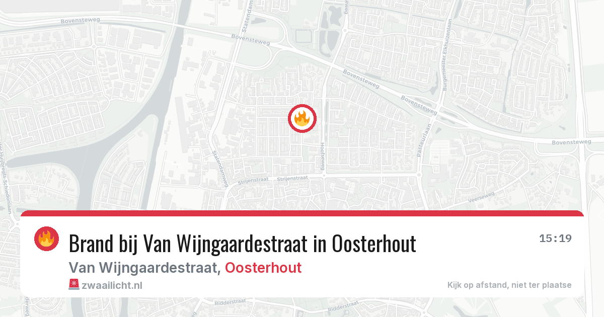 Brand bij Van Wijngaardestraat in Oosterhout — 25 jul 2026