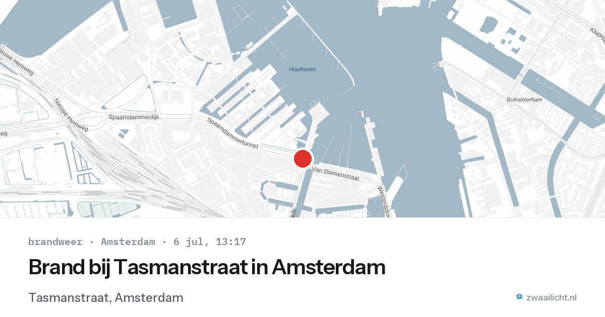 Brand bij Tasmanstraat in Amsterdam — 6 jul 2026