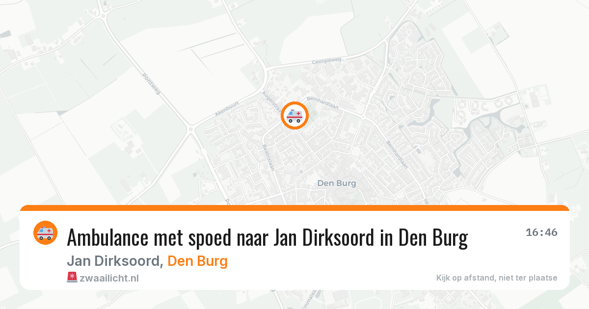 Ambulance met spoed naar Jan Dirksoord in Den Burg — 21 jun 2026