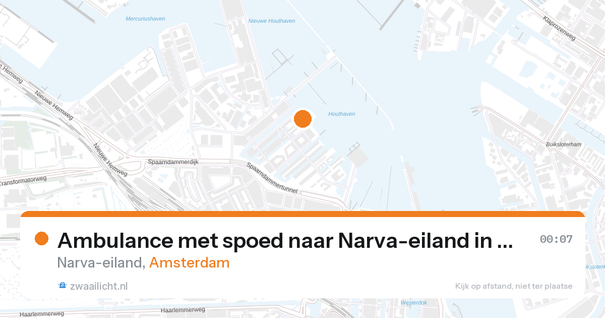 Ambulance met spoed naar Narva-eiland in Amsterdam — 26 aug 2026
