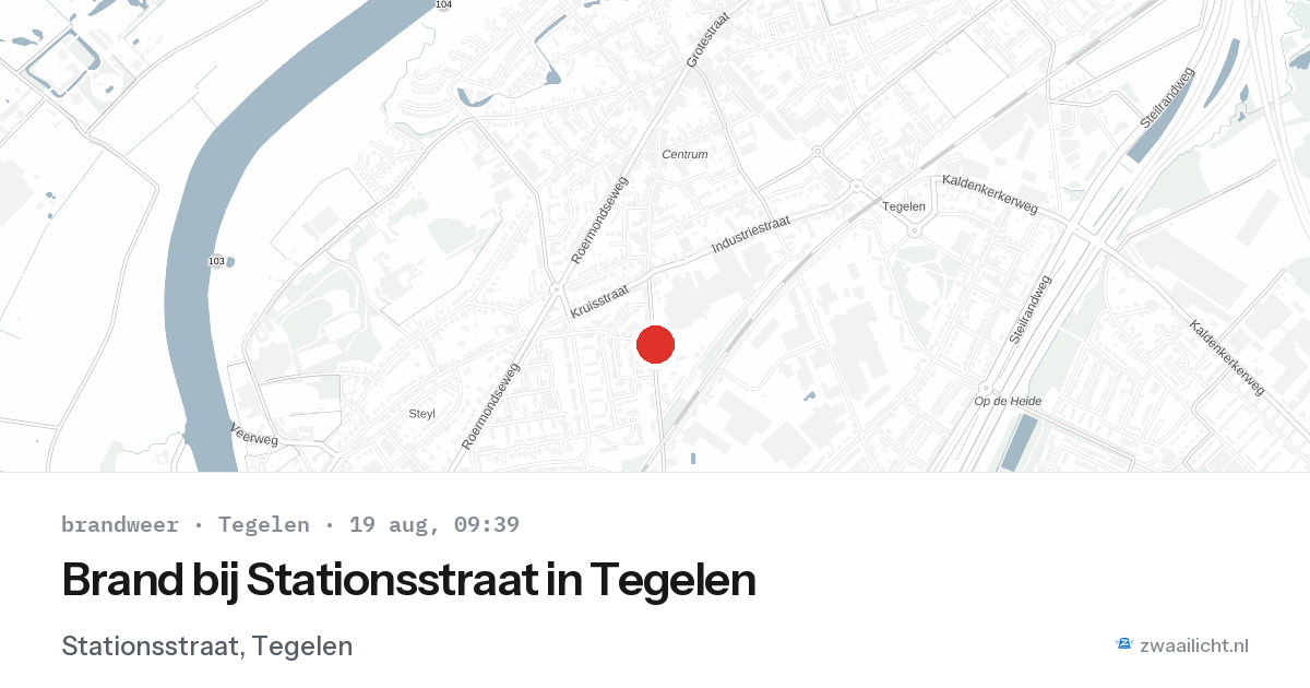 Brand bij Stationsstraat in Tegelen — 17 mrt 2026