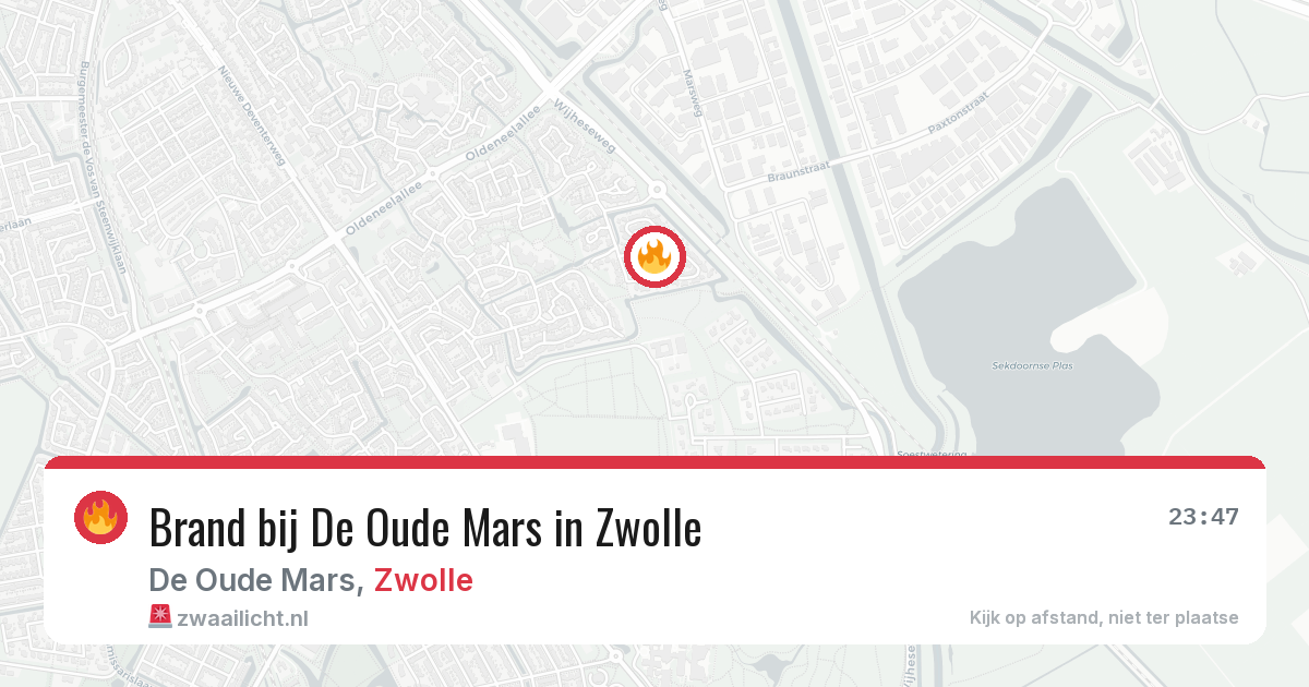 Brand bij De Oude Mars in Zwolle — 26 apr 2026