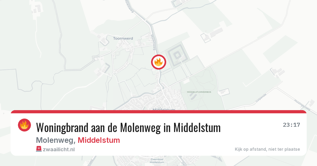 Woningbrand aan de Molenweg in Middelstum — 27 jun 2026