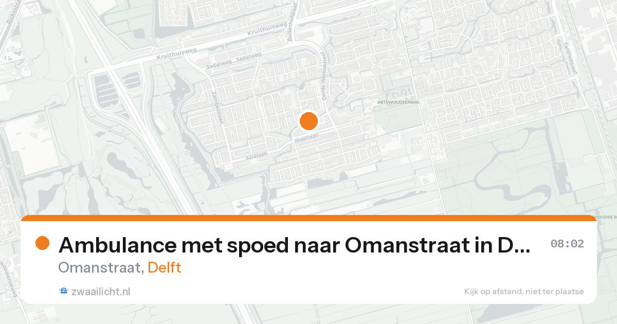 Ambulance met spoed naar Omanstraat in Delft — 25 aug 2026