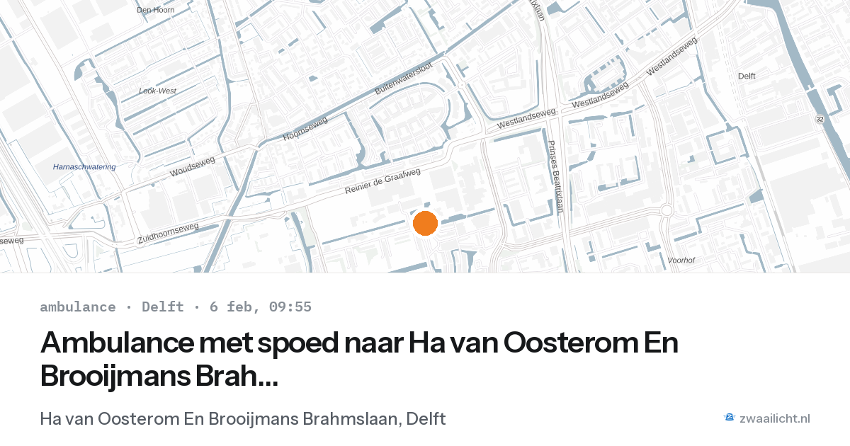 Ambulance met spoed naar Ha van Oosterom En Brooijmans Brahmslaan in Delft — 6 feb 2026