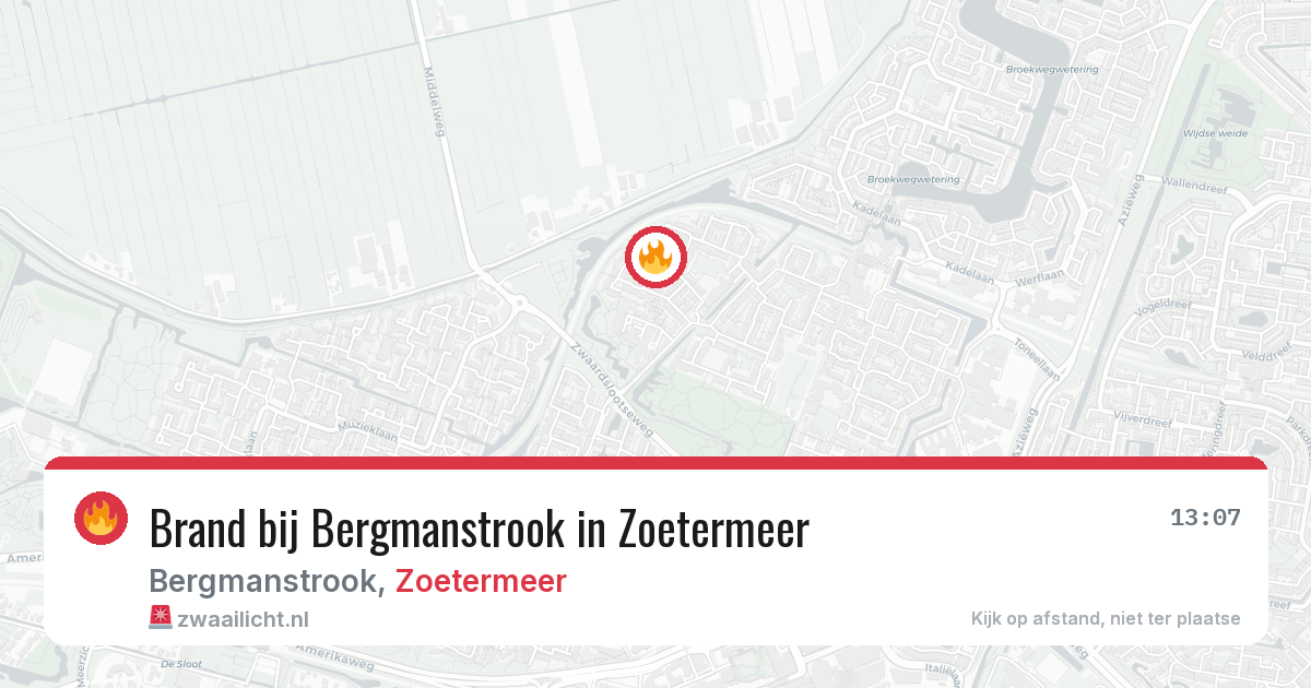 Brand bij Bergmanstrook in Zoetermeer — 7 apr 2026