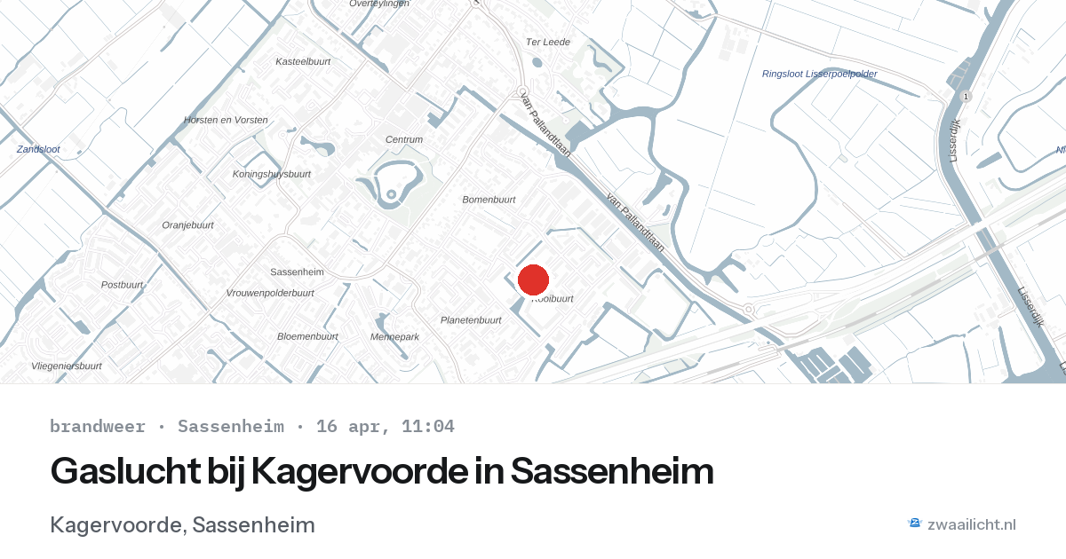 Gaslucht bij Kagervoorde in Sassenheim — 16 apr 2026