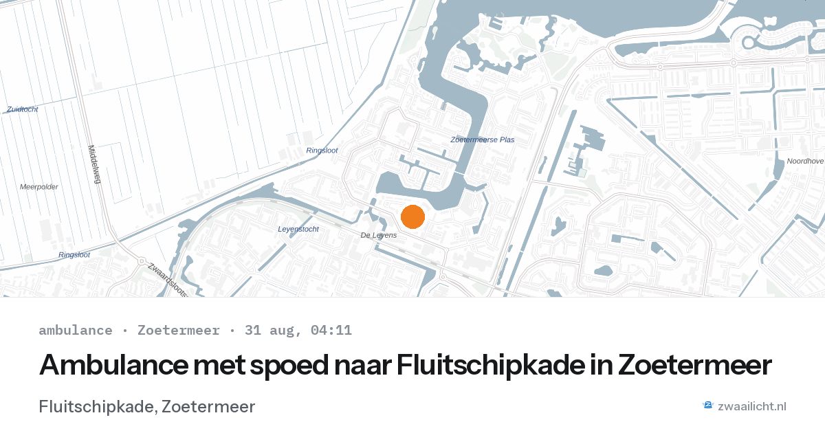 Ambulance met spoed naar Fluitschipkade in Zoetermeer — 31 aug 2026