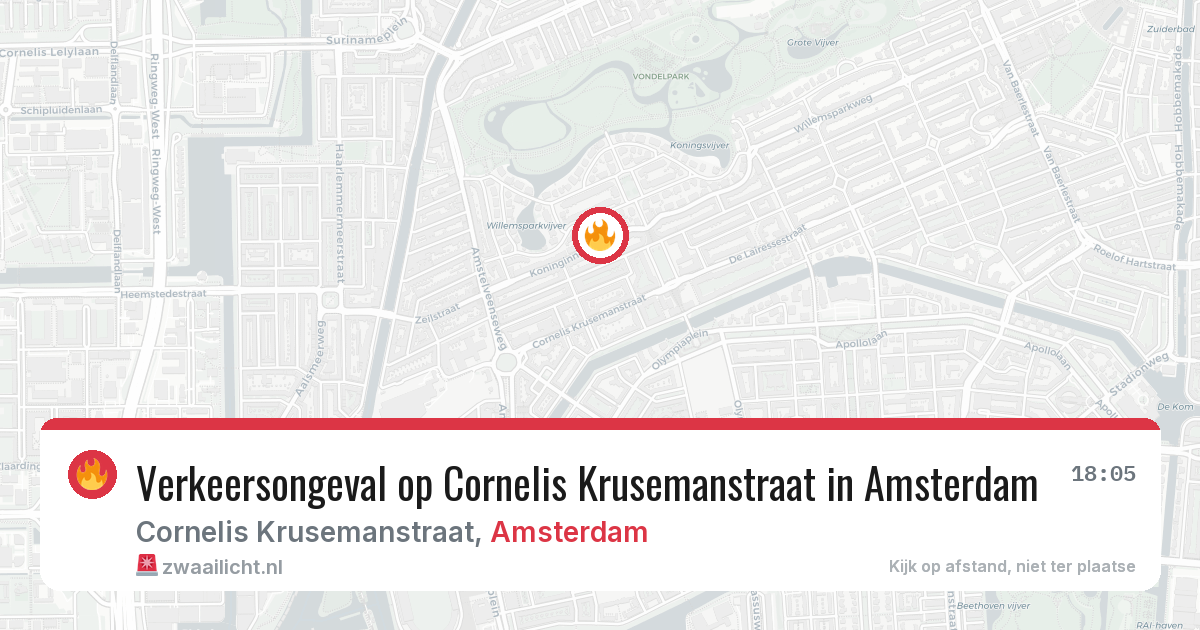 Verkeersongeval op Cornelis Krusemanstraat in Amsterdam — 21 mrt 2026