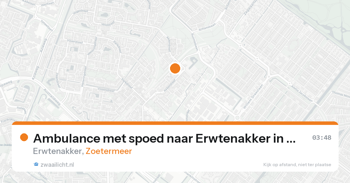 Ambulance met spoed naar Erwtenakker in Zoetermeer — 18 aug 2026